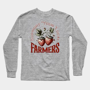 Support Your Local Farmers - Vintage Strawberries Long Sleeve T-Shirt